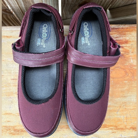 Orthofeet Springfield 879 Wine Mary Jane Comfort Shoes Adjustable Heel Strap 9.5 - Picture 4 of 8